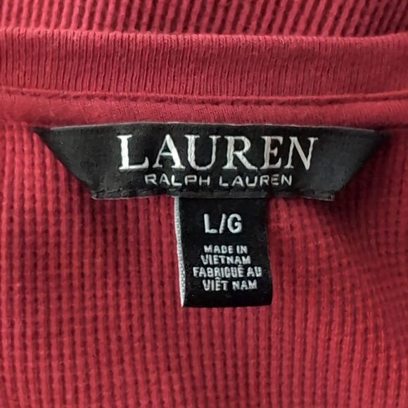 Ralph Lauren Burgundy Waffle-Knit Cotton Henley Dress Large - Picture 6 of 13